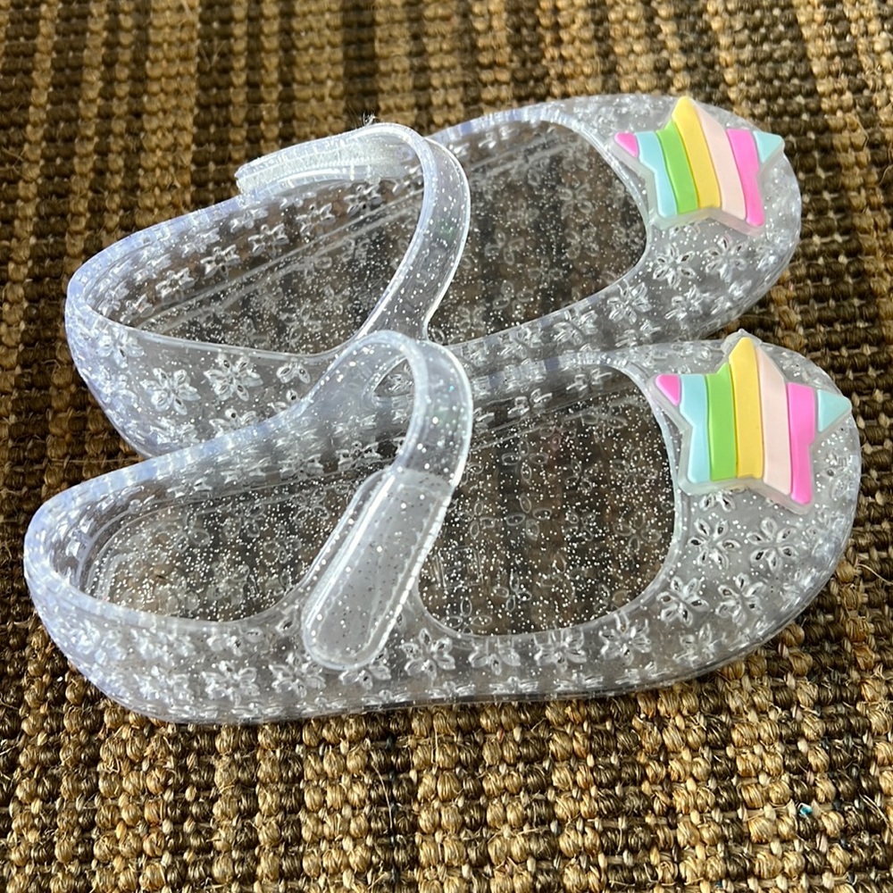 Old Navy Clear Jelly Rainbow Star Shoes size 7